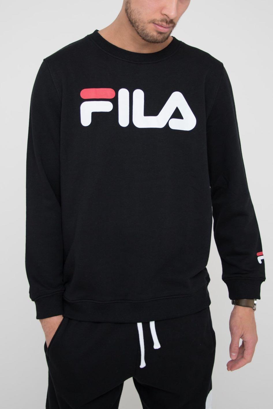 FILA Sweater Black Men s Fashion Tops Sets Hoodies on Carousell