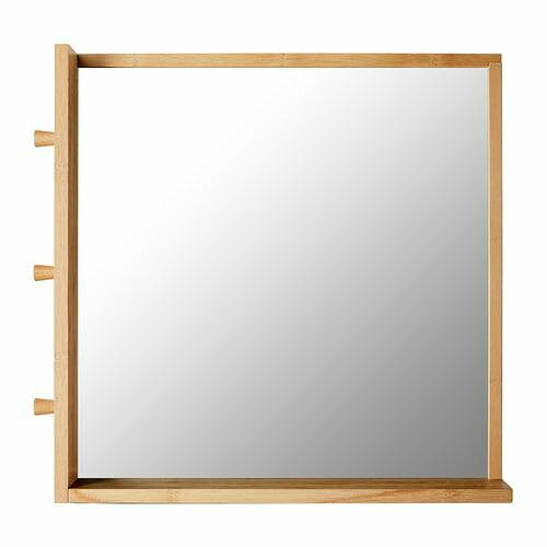 Ikea Ragrund Wooden Mirror With Hooks, Ikea Mirror Wooden Frame