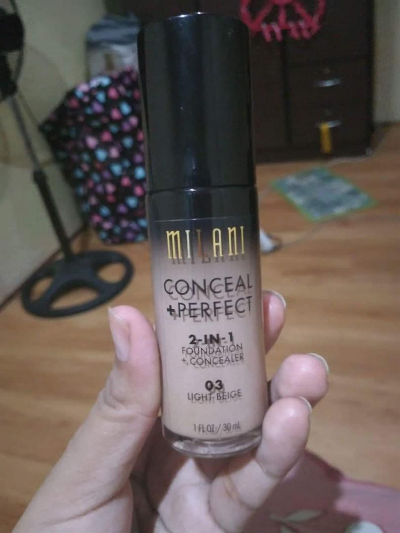 Milani Foundation Concealer 2 In 1 Perfect And Conceal Shade 03 Light Beige Health Beauty Makeup On Carousell