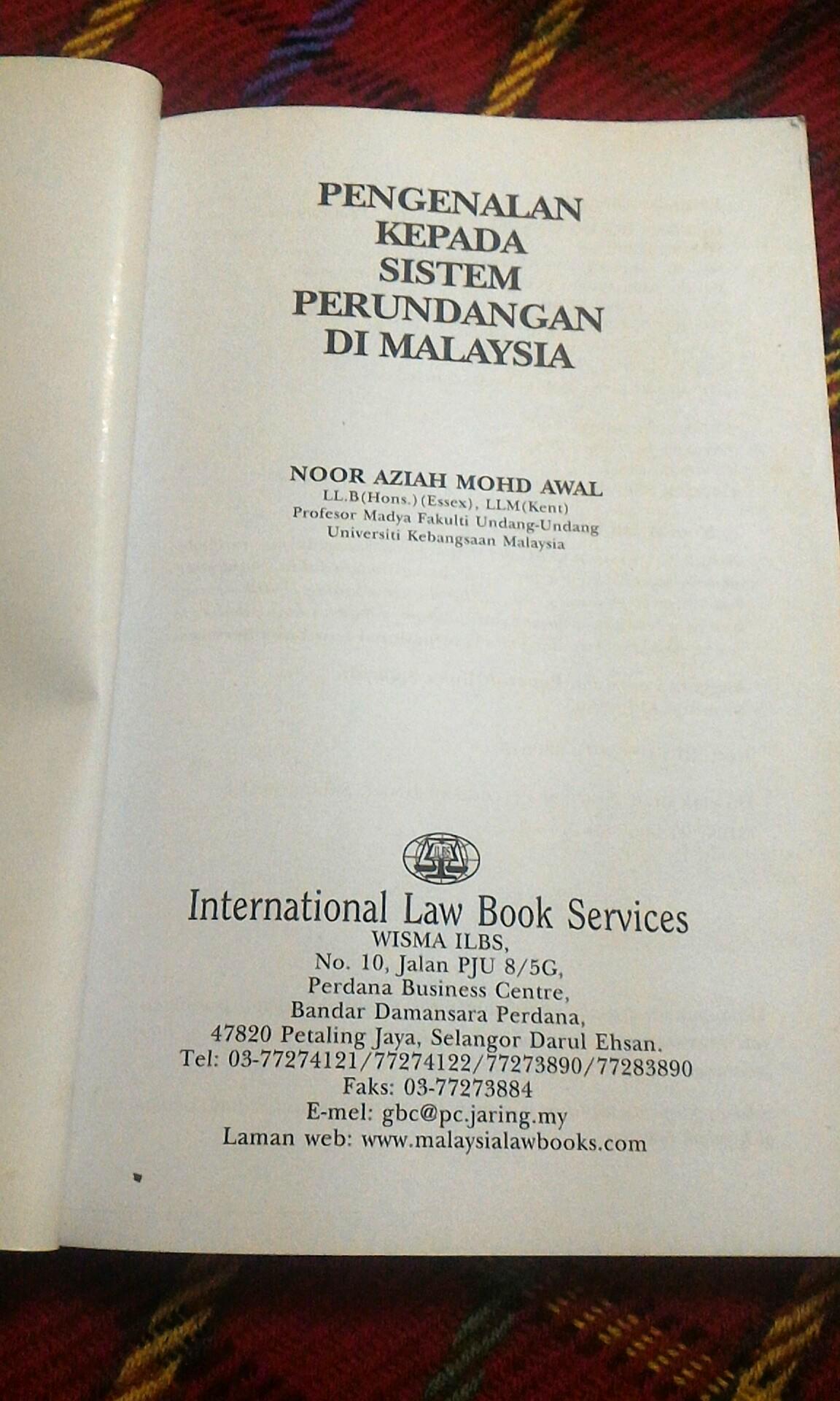 Pengenalan Kepada Sistem Perundangan Di Malaysia Books Stationery Books On Carousell