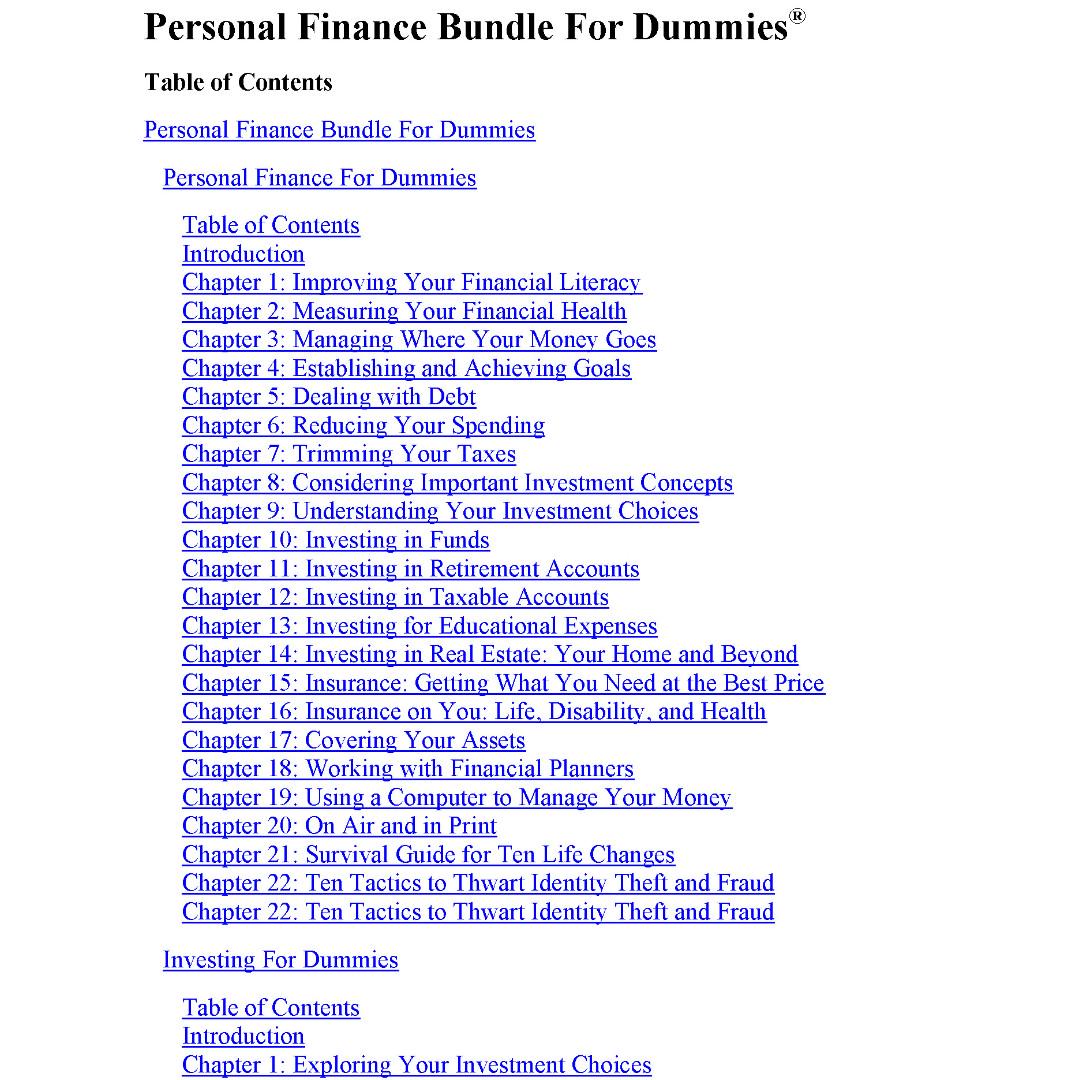 Personal Finance For Dummies By Eric Tyson Ebook Books
