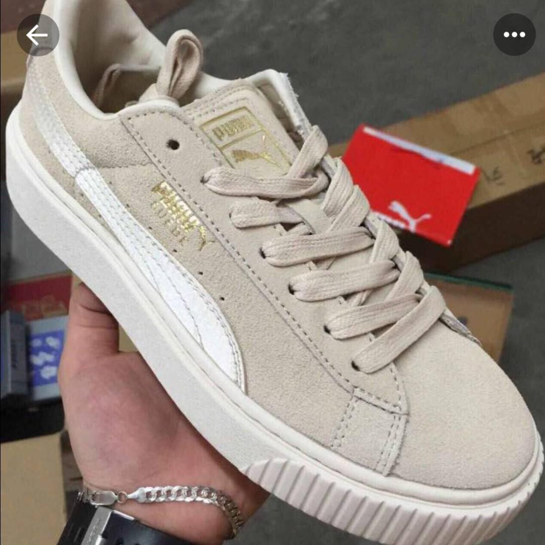 Puma suede platform mono satin pink tint deals
