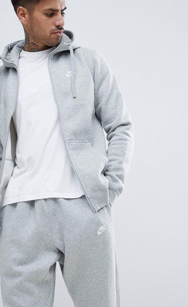 SALE Nike Zip Up Hoodie Futura Logo Grey Men s Fashion Tops