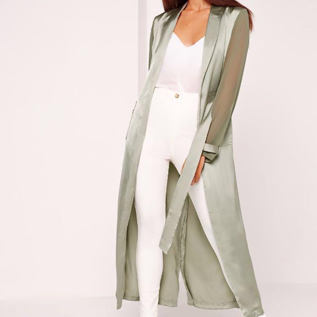 long chiffon duster coat