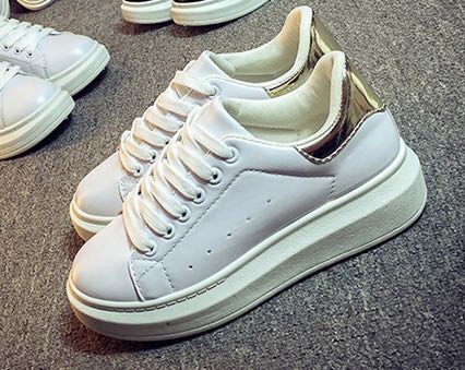Gold and clearance white sneakers