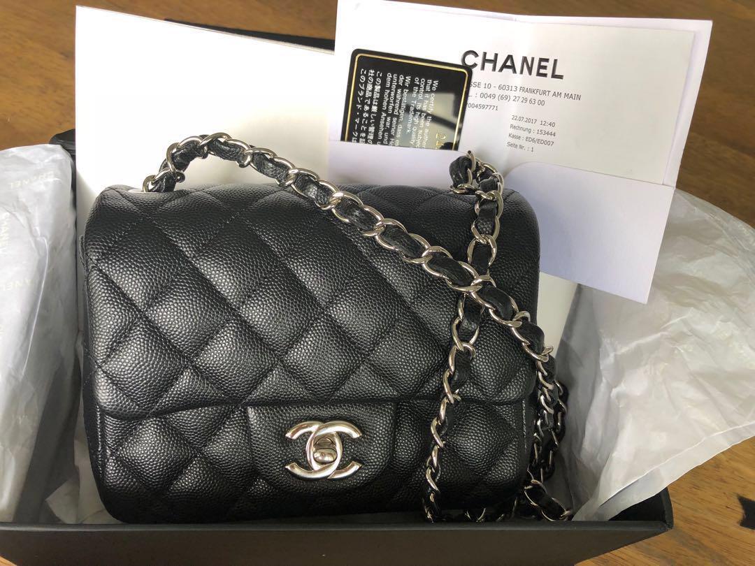 24# LN Chanel mini square caviar black SHW, Luxury, Bags & Wallets on ...