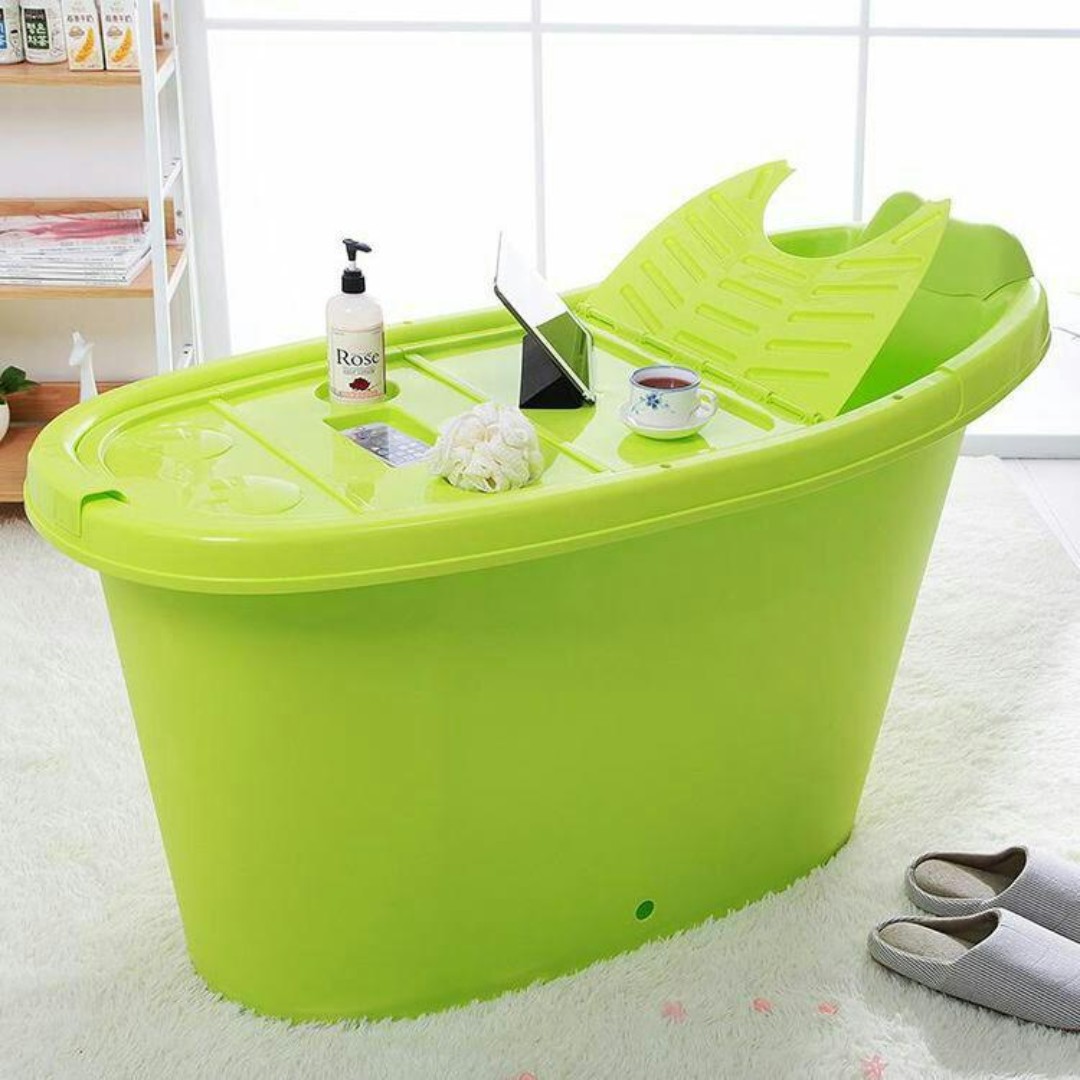 Adult Portable Bathtub Soaking Tub HDB Bathtub Light Tub Plastic