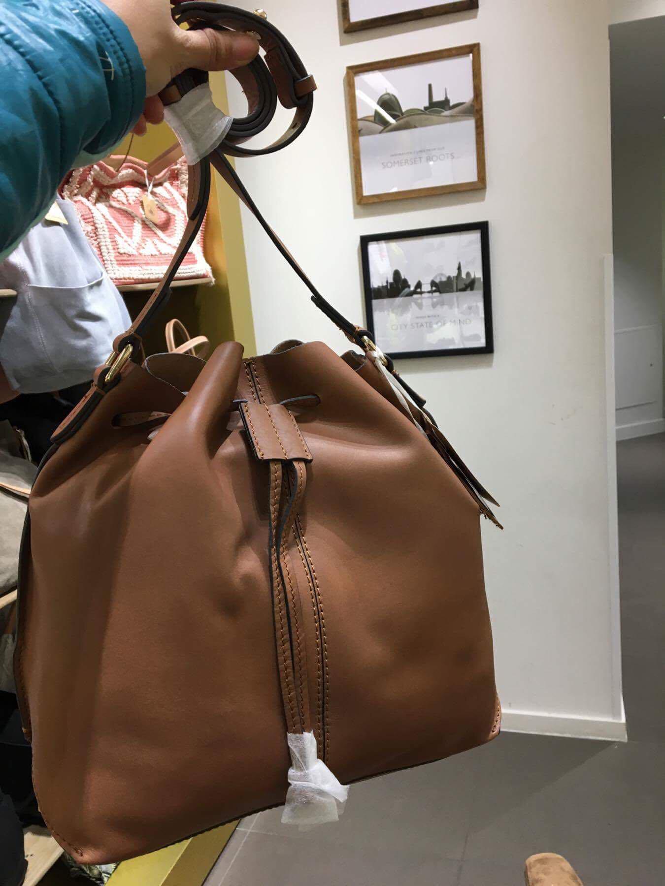 Clarks brown leather bag clearance