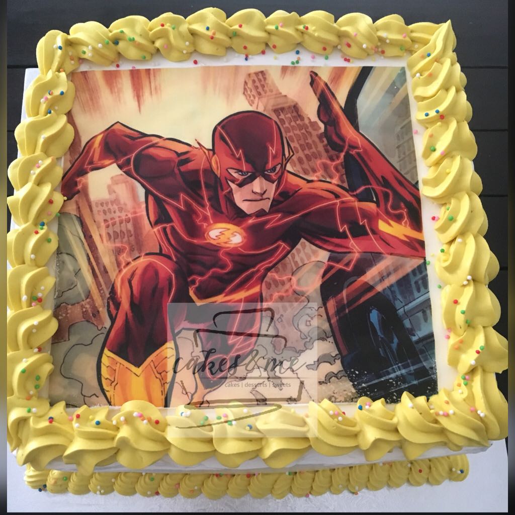 Customised Edible Print Cake The Flash Theme Food Drinks Baked