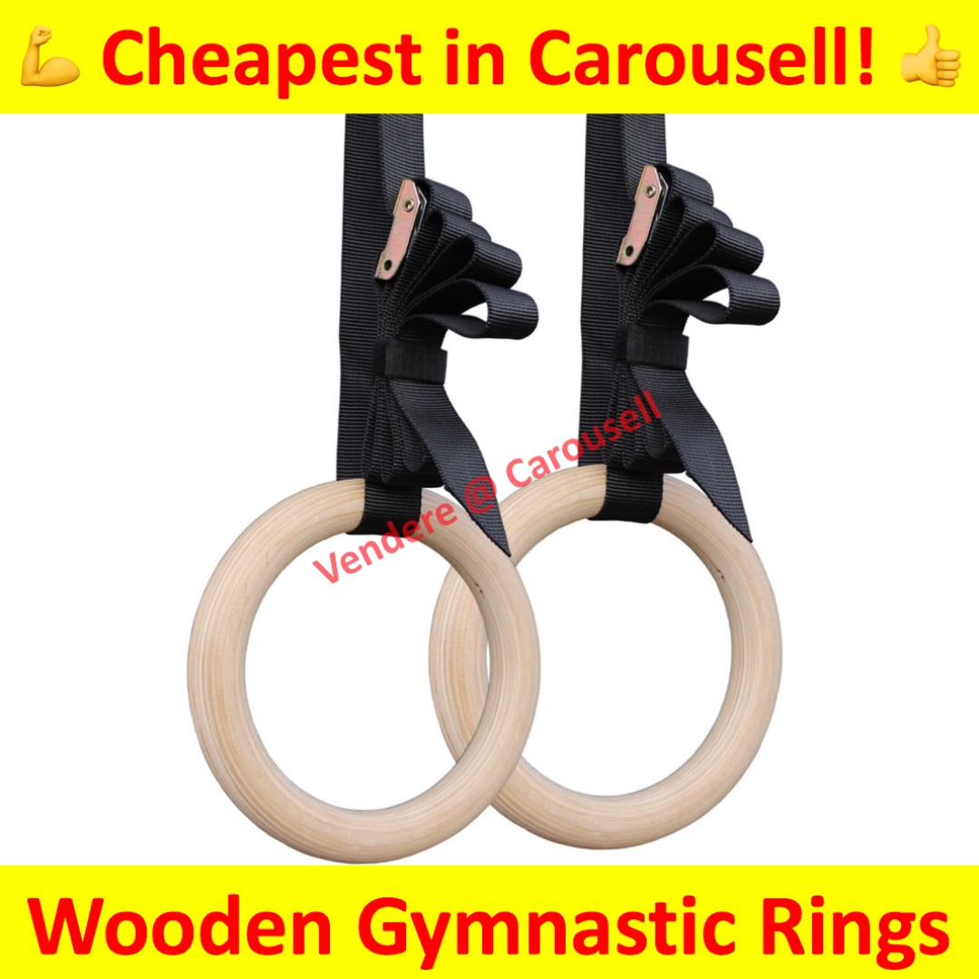 Gymnastic Rings Wooden Olympic Crossfit Gym Street Workout Calisthenics