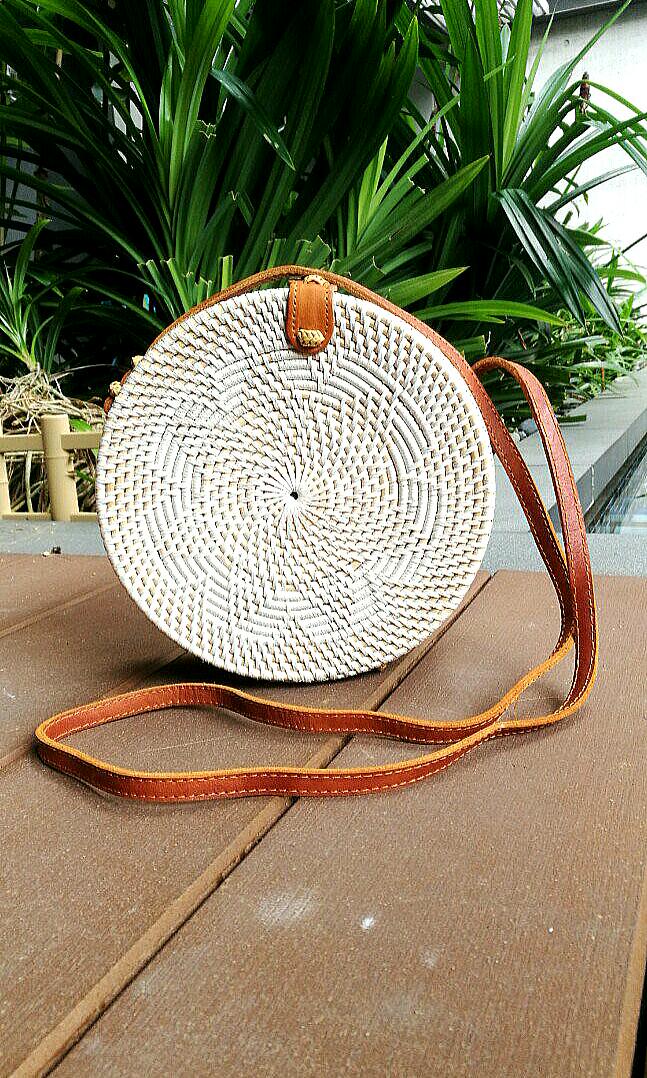 White sale rattan bag