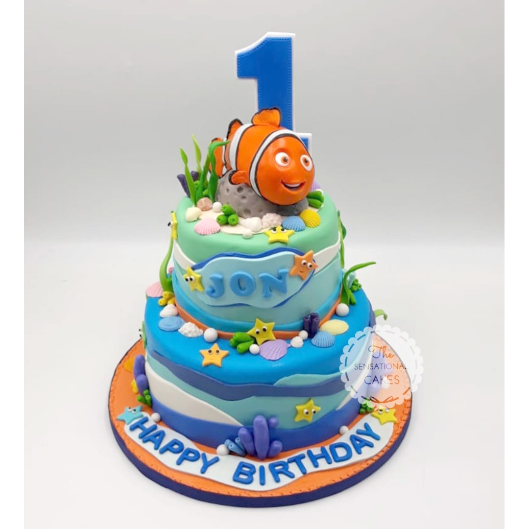 Nemo Underwater Theme Customized 1st Year Birthday Cake
