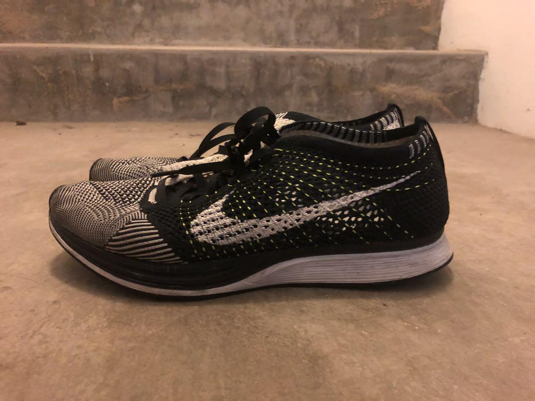 flyknit racer black white volt
