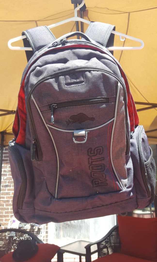 Roots Backpack Grey/Red, Men's Fashion 