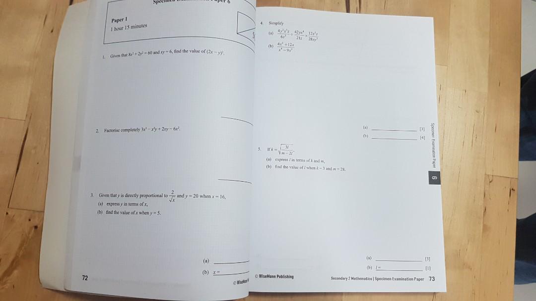 \u0026 Sec Stationery Books Exam Sets, 2 20 Math Papers ...