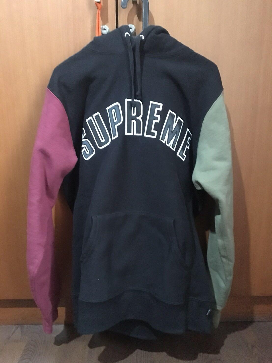 supreme color blocked arc logo hoodie
