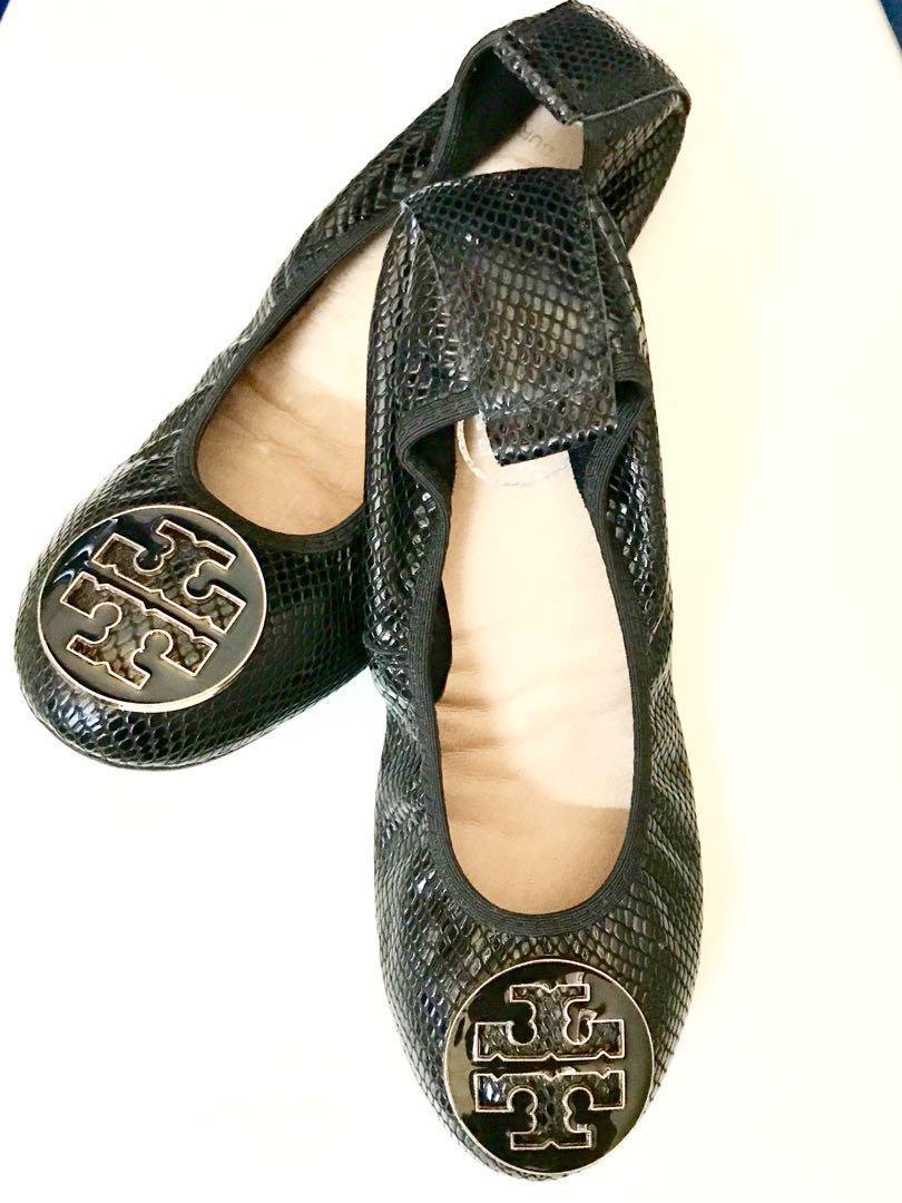 Snakeskin tory burch cheap flats