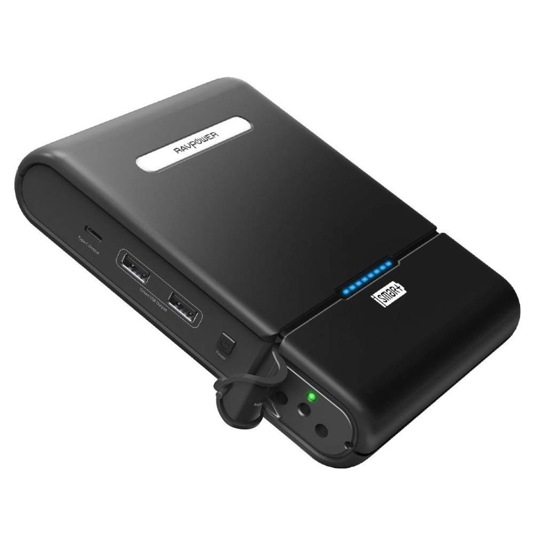 Smartphone Type-C Port, Dual USB iSmart Ports, 19V/1.6A DC Input For Macbook Laptops RAVPower 27000mAh Built in 220V AC Outlet Universal Power Bank Travel Charger USB C Portable Charger Smartphone Type-C Port, Dual USB iSmart Ports, 19V/1.6A DC Input For Macbook Laptops RAVPower 27000mAh Built in 220V AC Outlet Universal Power Bank Travel Charger USB C Portable Charger