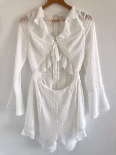 Mendocino S White Ruffle Lace Onesie Romper