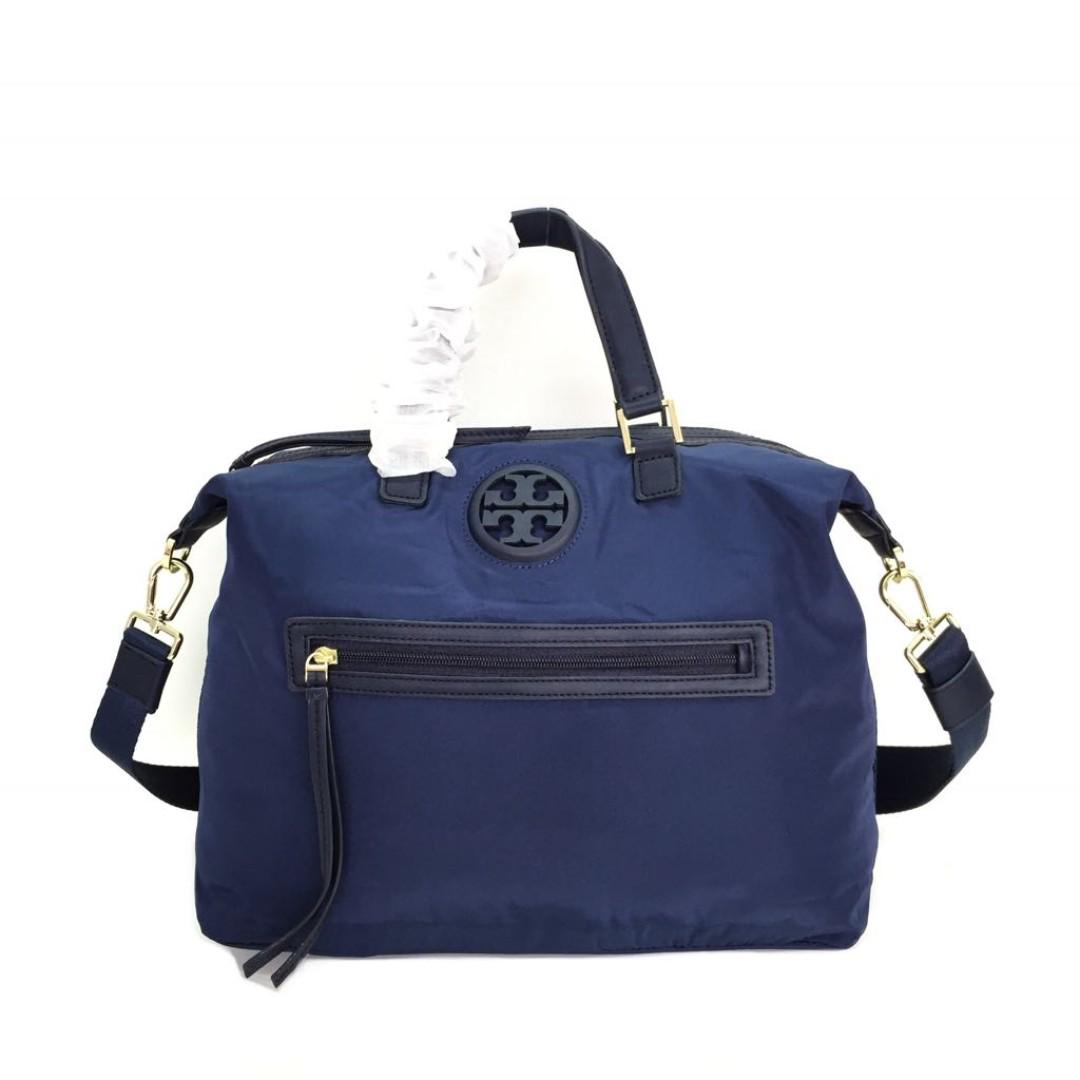 Authentic Tory Burch Nylon Slouchy Satchel Navy