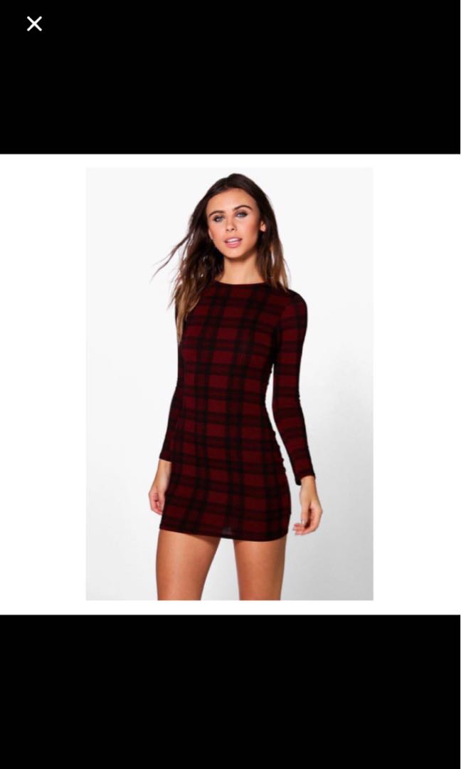 boohoo tartan dress