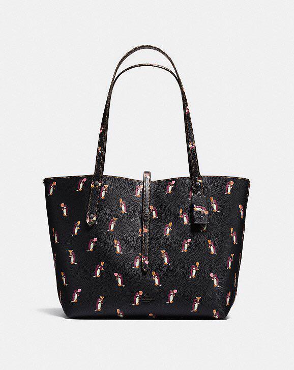 COACH Market Tote With Penguin Glitter Print Luxury Bags Wallets on Carousell