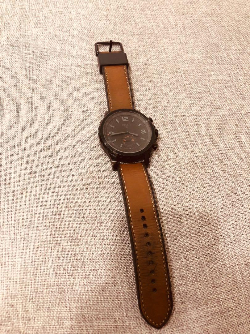 Fossil Q Hybrid Smartwatch Nate Dark Brown Leather Men s Fashion Watches Accessories Watches on Carousell