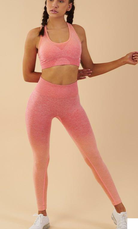GYMSHARK OMBRE LEGGINGS IN PEACH CORAL, Women's Fashion