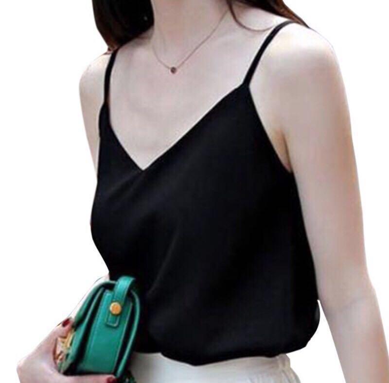 black chiffon vest top