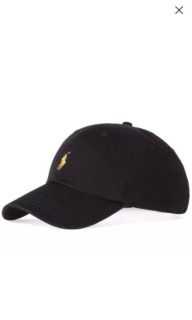 black and gold polo hat