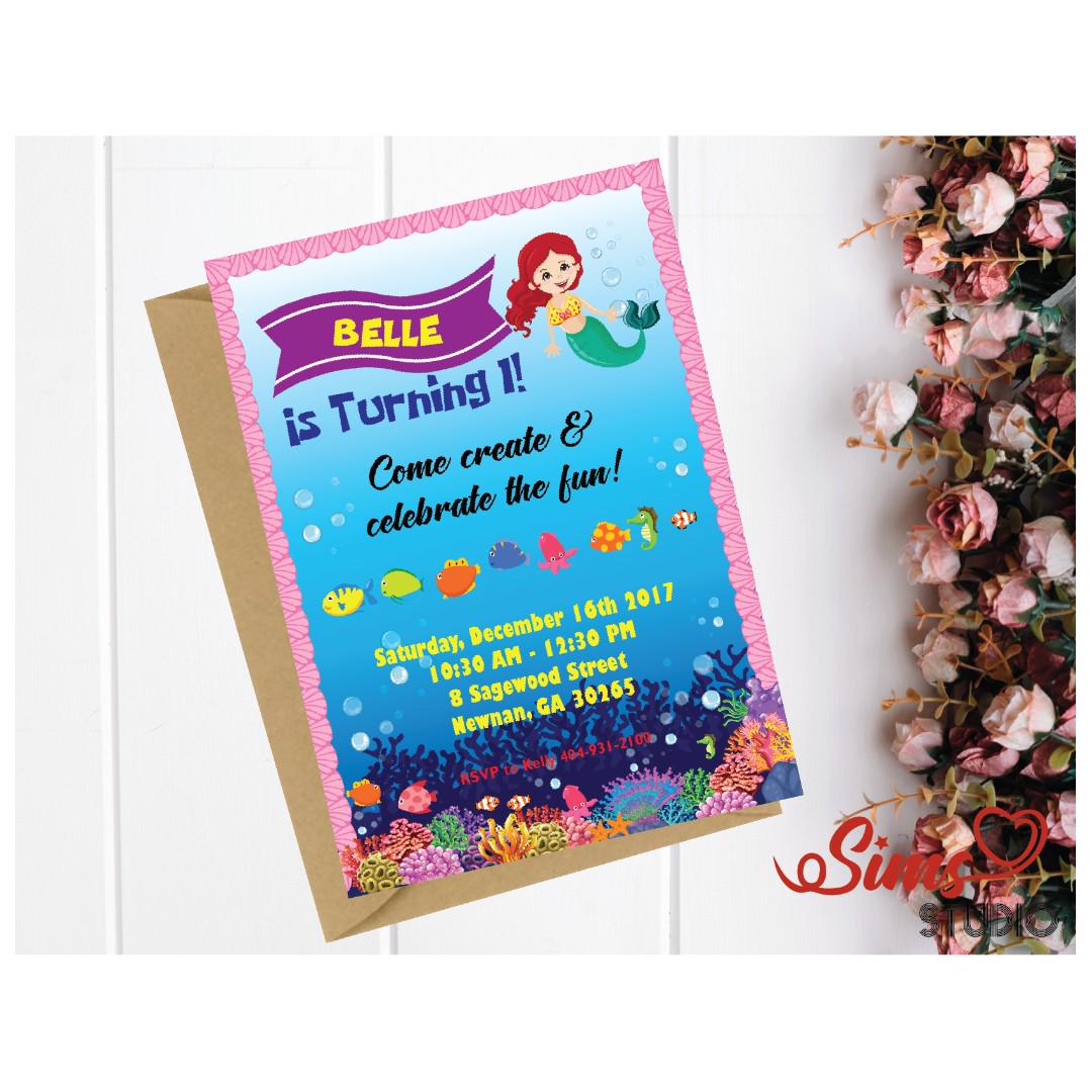 Little Mermaid Birthday Invitation Mermaid Party Printable