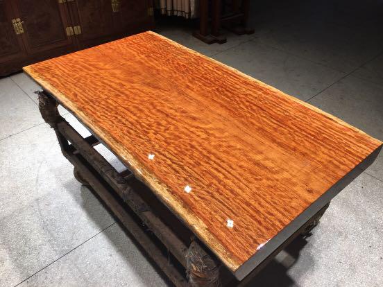 Live Edge Bubinga Waterfall Dinner Solid Table Kevazingo