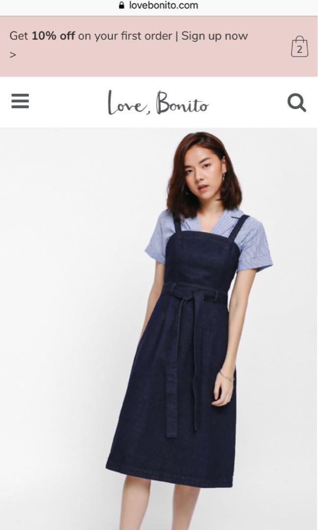 Pinafore dress with belt Outlet