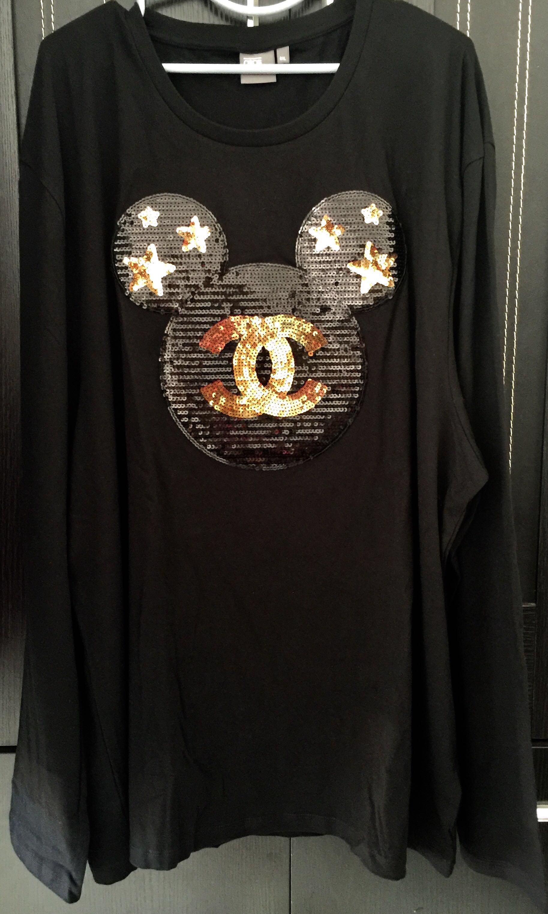 Mickey Chanel Bling Sequin Plus Size T 