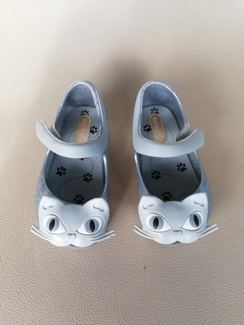 Mini Melissa Silver Glittery Cat Size 6 Babies Kids Girls