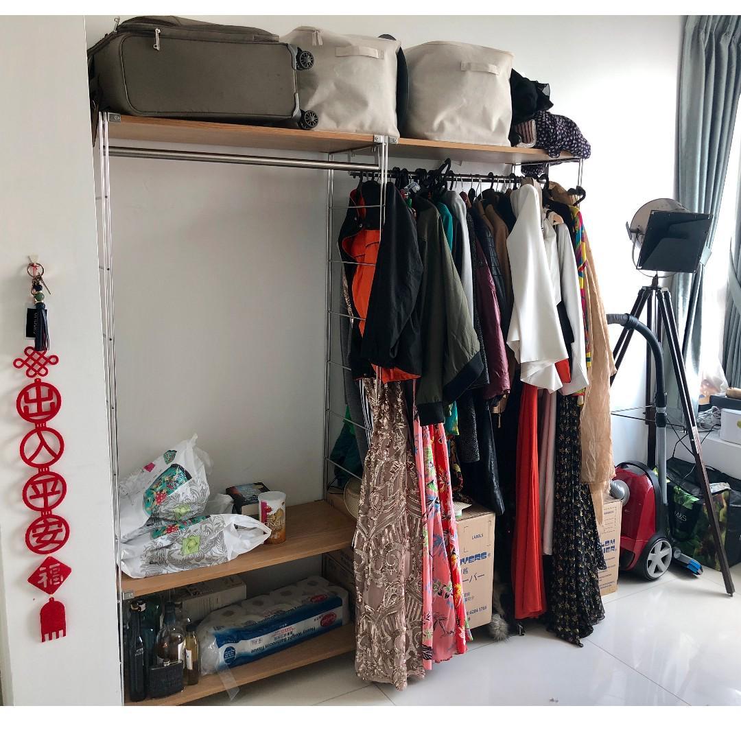 Open Concept Wardrobe Storage Furniture Shelves Drawers On