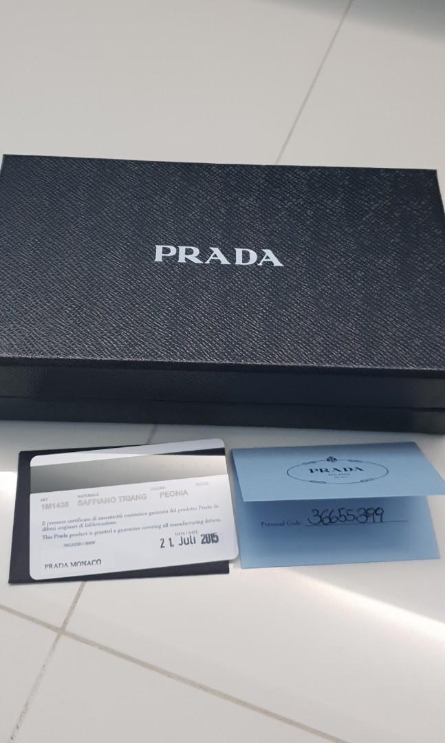 Prada saffiano triang peonia colour medium size wallet, Luxury, Bags &  Wallets on Carousell