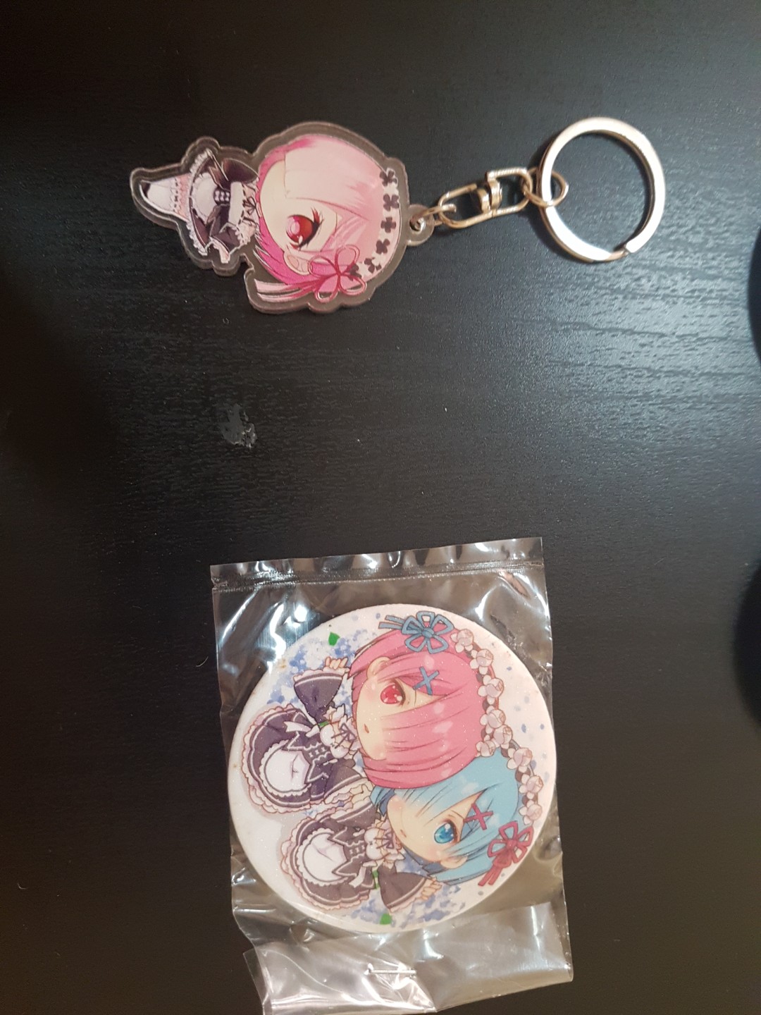 Rem and Ram keychain and badge., Hobbies & Toys, Memorabilia & Collectibles, Fan Merchandise on