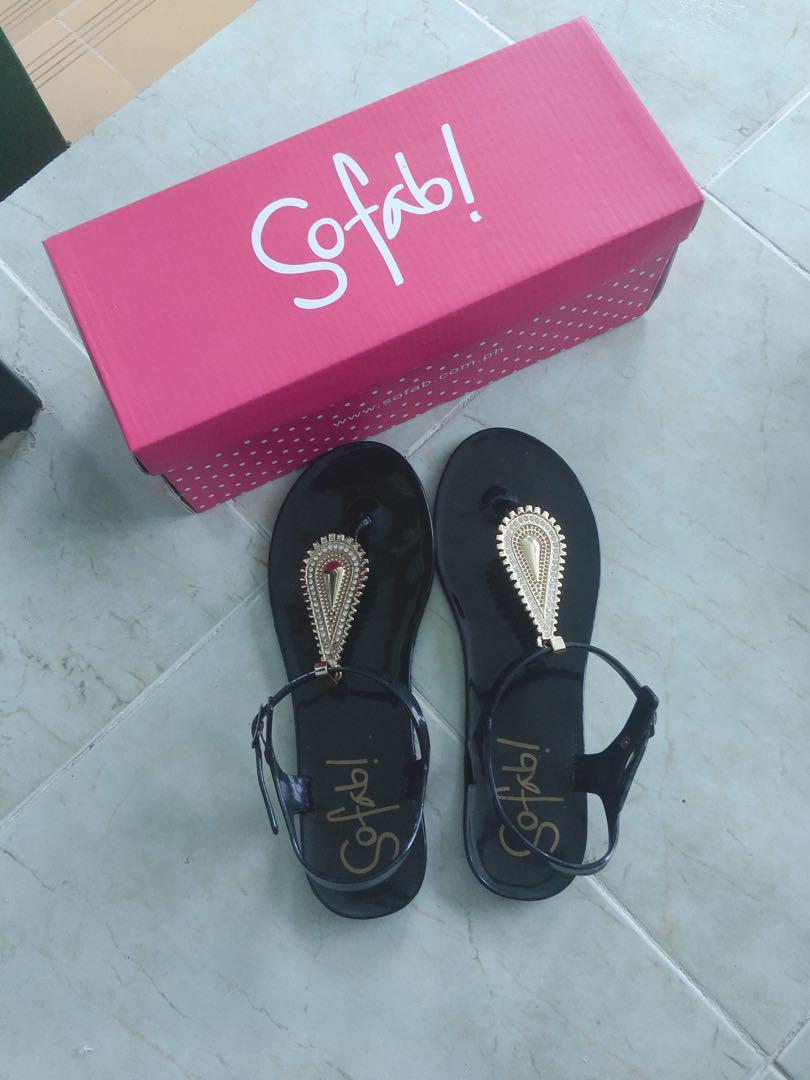 So Fab! Black rubber sandals, Women's 