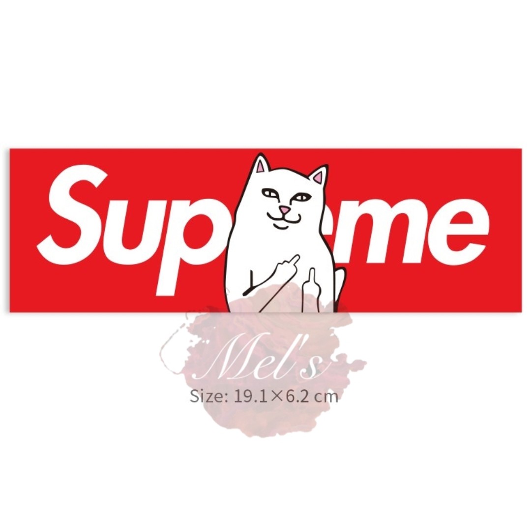 Supreme X Ripndip Lord Nermal Luggage Sticker Middle Finder Cat Design Craft Art Prints On Carousell