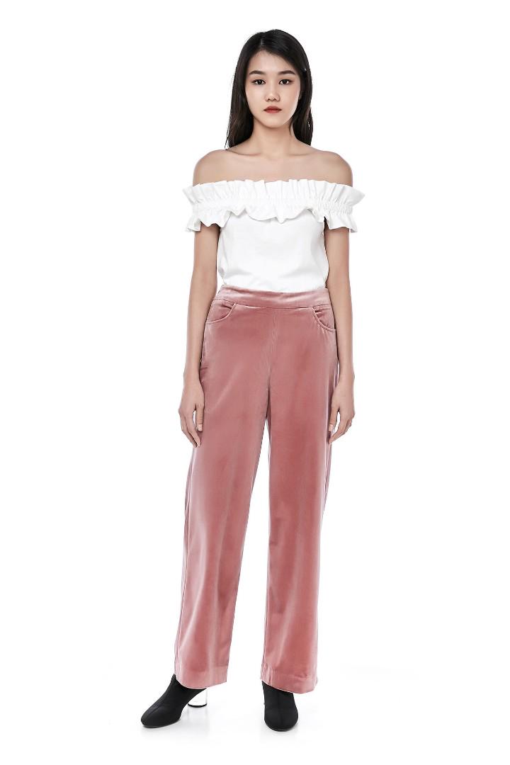 pink velvet pants