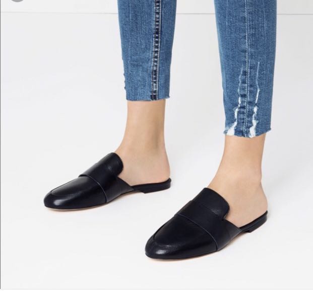 Zara leather loafer mules -36, Women's 