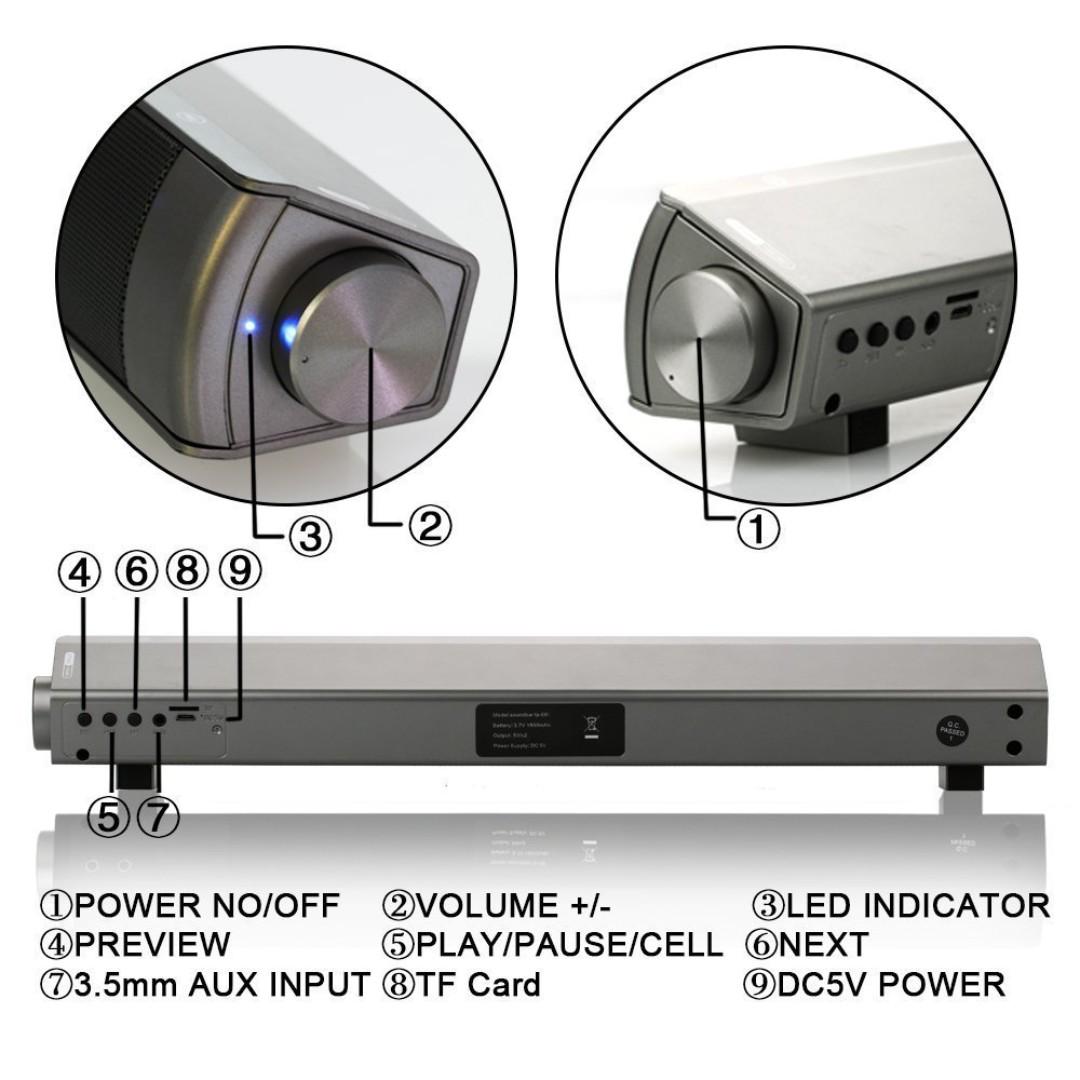 1294. ASIYUN Soundbar 10W Wired and Wireless Speaker Audio