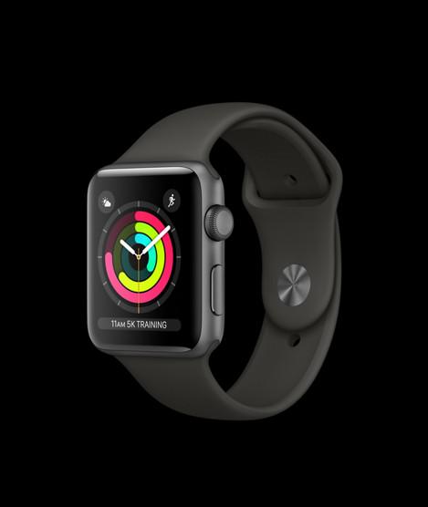 apple watch series 3 gps 42mm space grey aluminum case with black sport band
