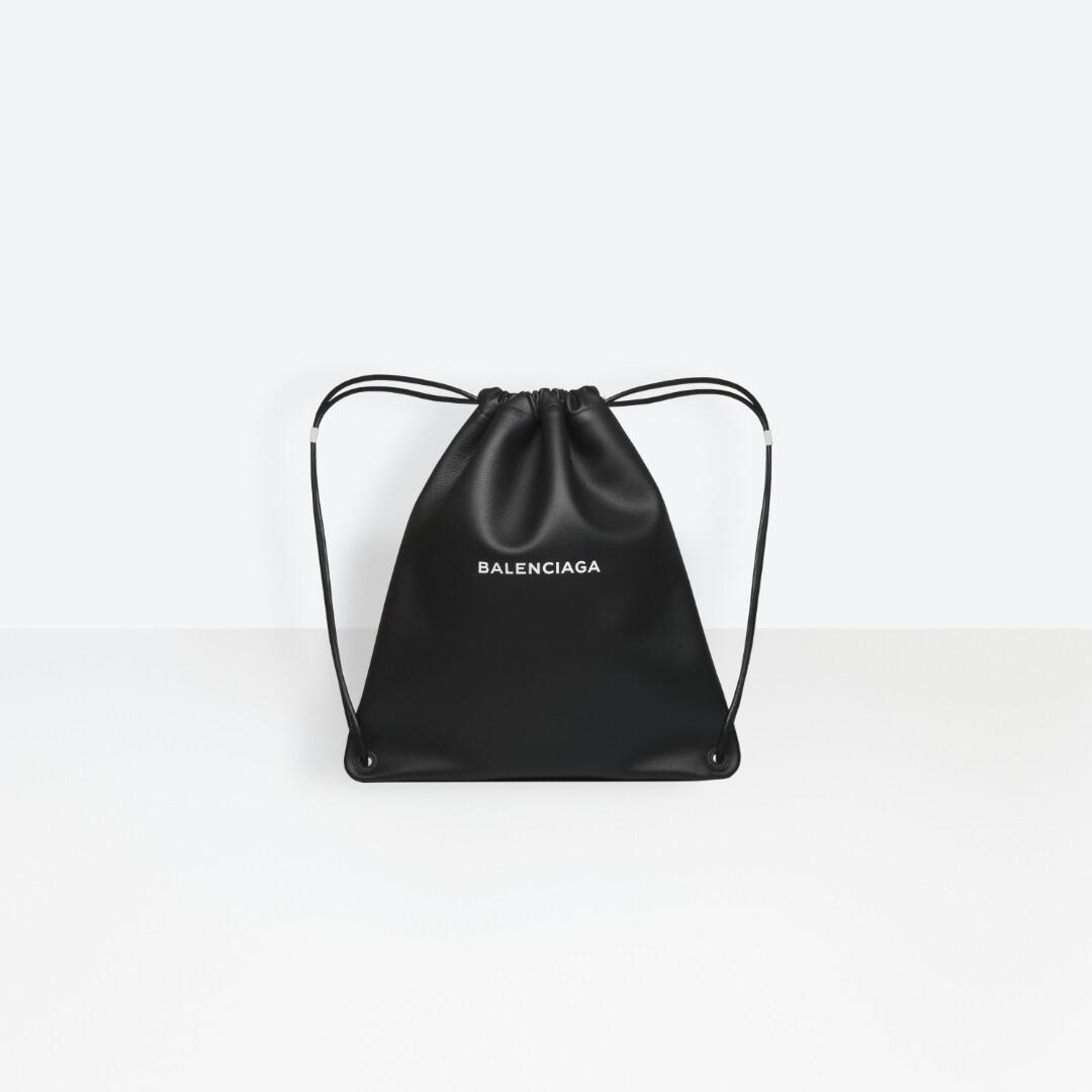 Balenciaga Black Dust Bag Drawstring Backpack