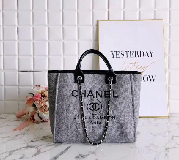 Chanel Deauville Tote (Grey), Women's Fashion, Bags & Wallets