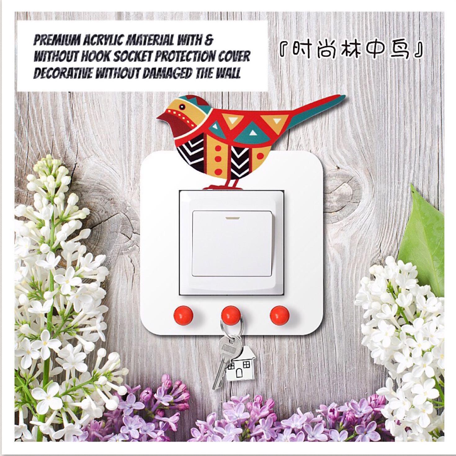 Colorful Bird Acrylic Switch Protector Simple Modern Home Creative