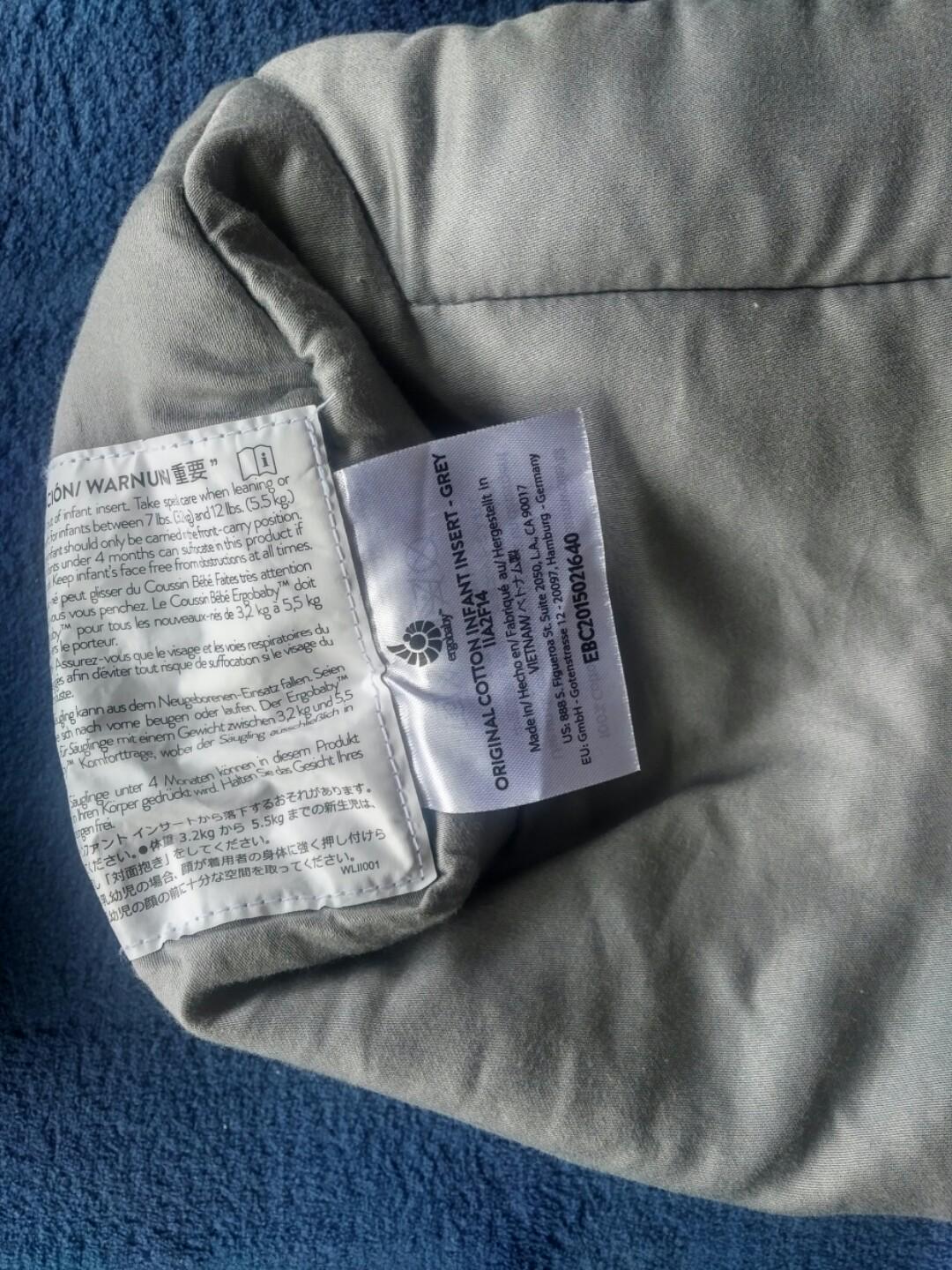 Ergobaby Original Infant Insert with removable pillow