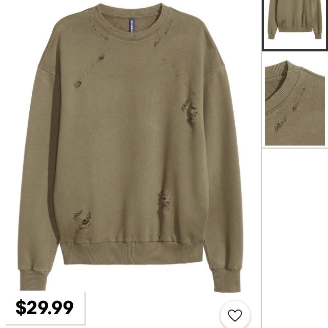 H M TRASHED SWEATSHIRT