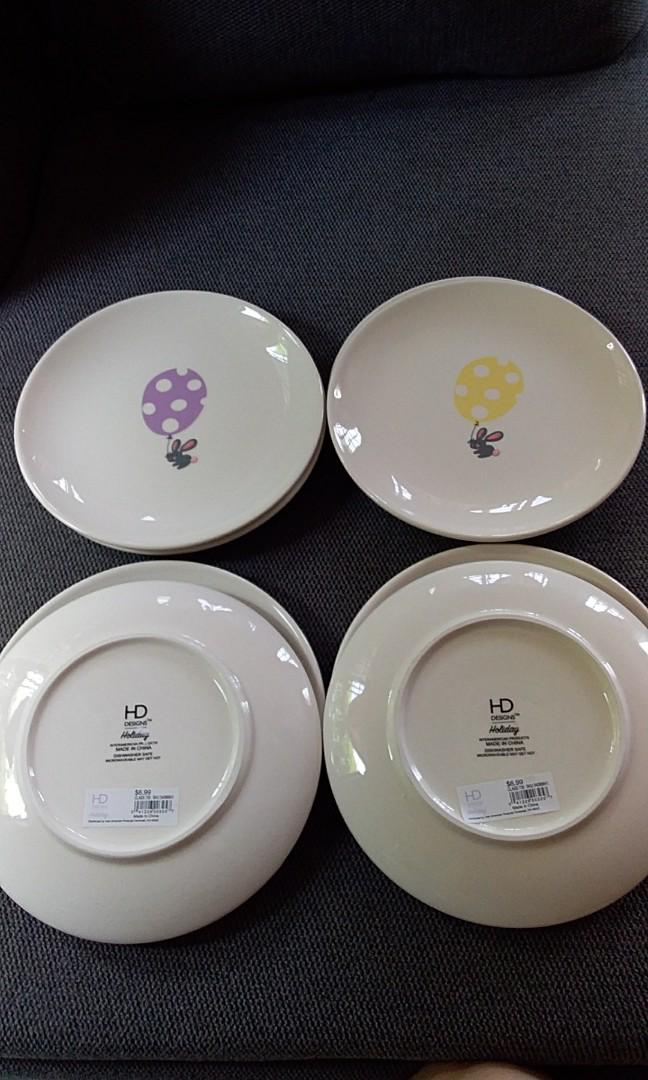Bundle 4pcs set - Holiday Home US brand ceramic plates (Category: Dinnerware & Cutlery) located in Manila. Submitted by PickClickShip (Listing ID 178122175, Image 3). Description: Holiday home US Ceramic plates - P500 - 1 set includes 4pcs - 8" in diameter - microwave safe - design : bunny on garden and bunny with balloon - you can choose your design. Pls or viber at 0932928815 Thank you..